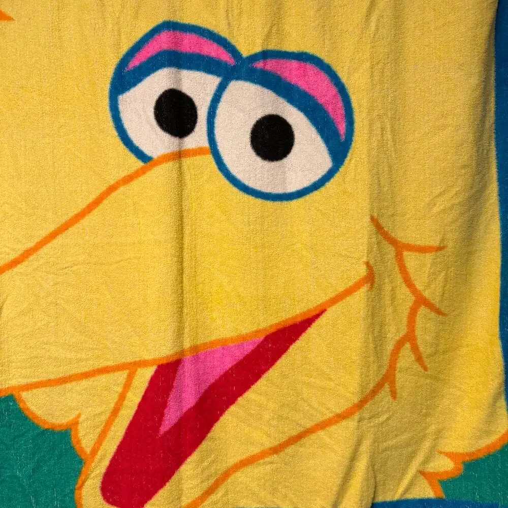 Vtg Big Bird throw blanket - Sesame Street character 80s 90s plush fleece 47x60